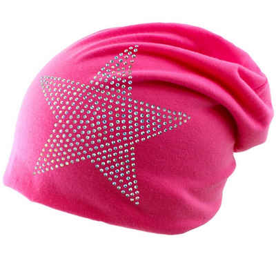 Sonia Originelli Beanie Beanie Mütze Kind "Prisma Stern" Strasssteine Kindermütze