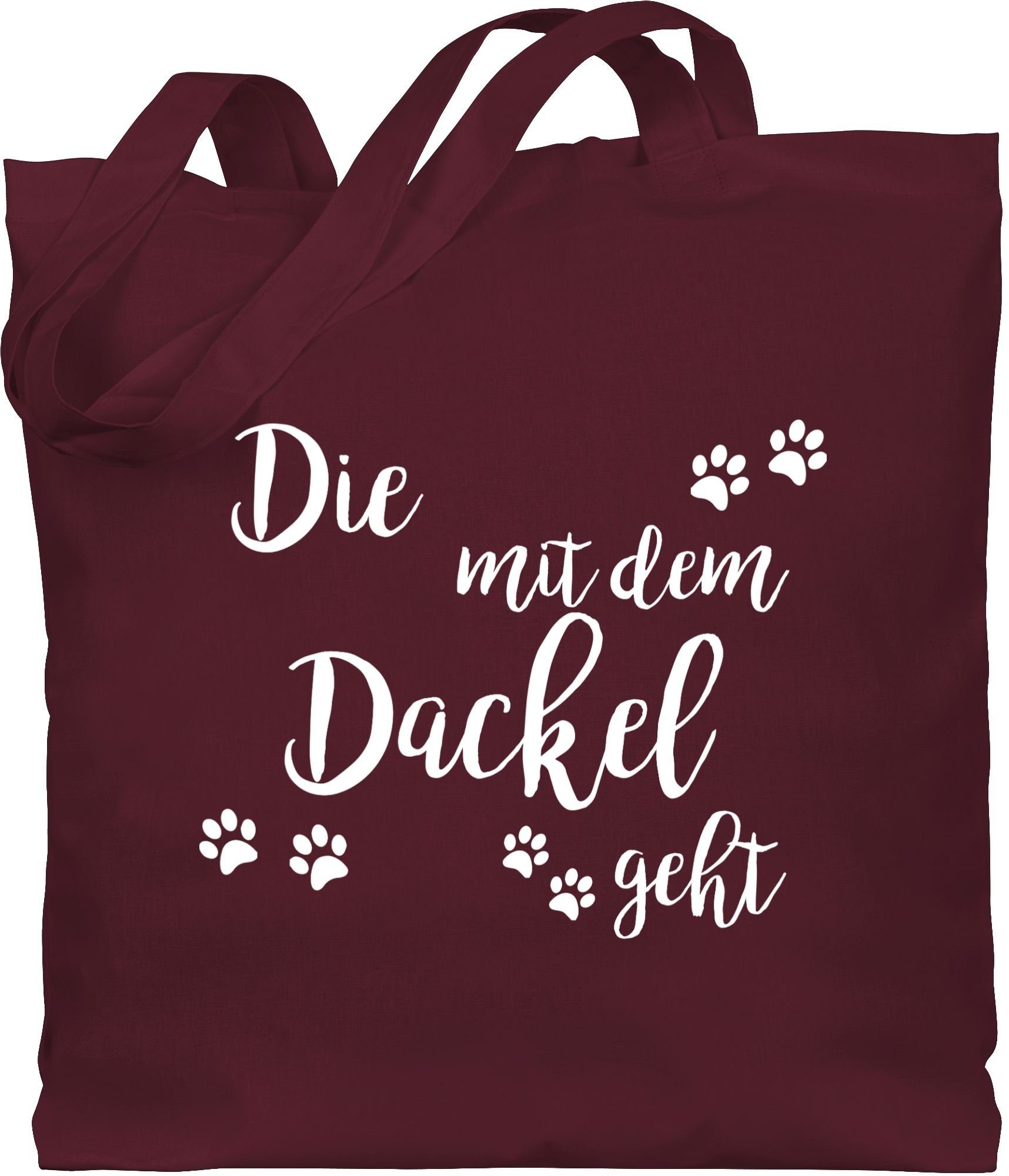 Umhängetasche Die mit dem Dackel geht weiß