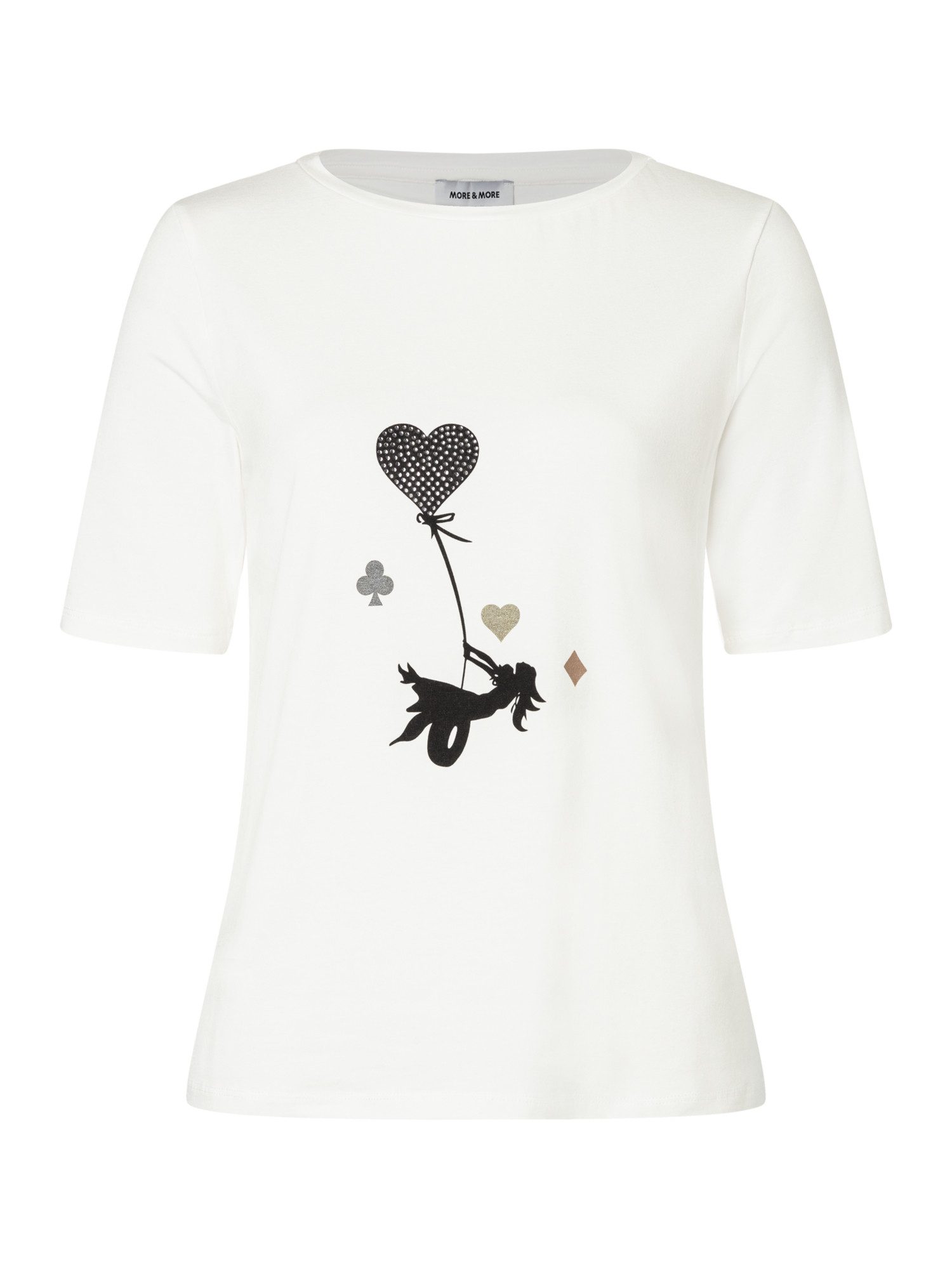 MORE&MORE Kurzarmshirt softes Halbarmshirt, Herzprint günstig online kaufen