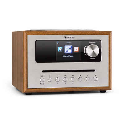 Auna »Silver Star CD Cube Radio Bluetooth HCC Display wood brown« Radio (WLAN-Radio;UKW-Tuner, 10 W, Internetradio Bluetooth Radio mit WLAN - Digitalradio Küchenradio mit Fernbedienung)