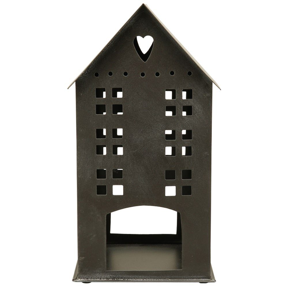 matches21 HOME & HOBBY Kerzenständer Windlichter Häuschen Haus Fenster mit Fenstern schwarz 14,5 cm