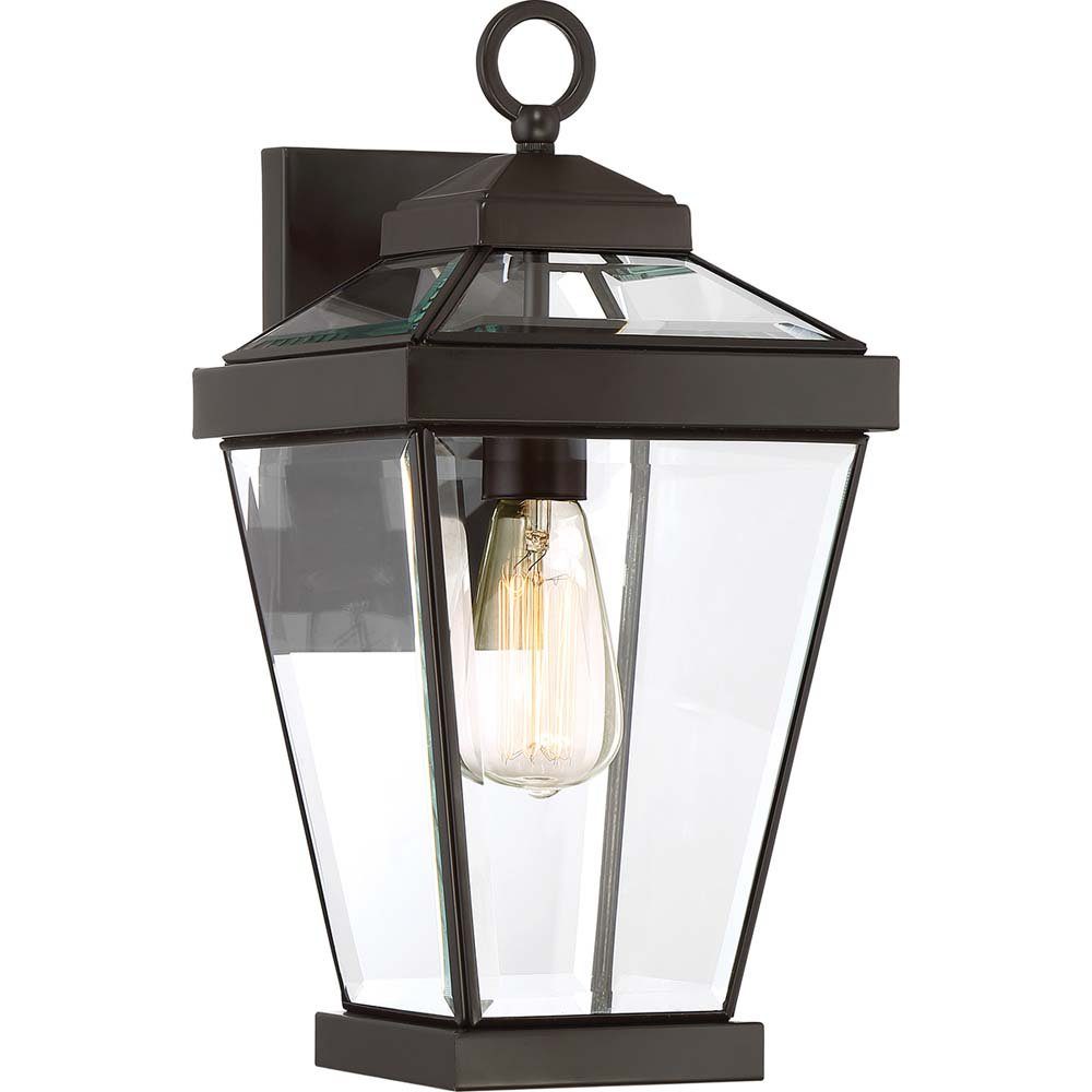 Elstead LIGHTING Außen-Wandleuchte, Leuchtmittel nicht inklusive, Außenleuchte Wandlampe Laterne Messing Glas H 41,2 cm Stahl Glas
