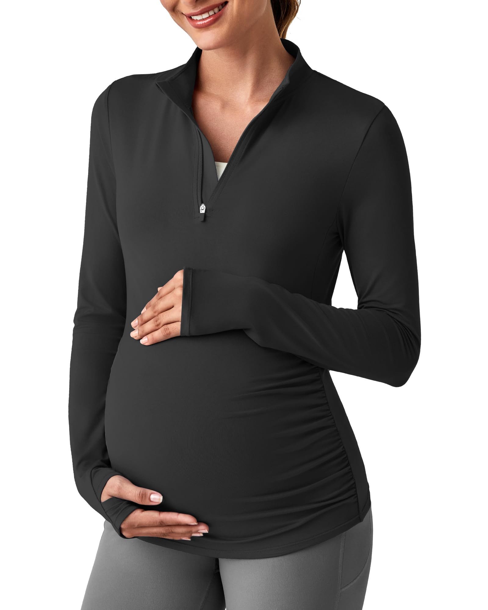 G4Free Umstandsshirt Damen Langarm Workout Oberteile für Schwangere Umstandskleidung Herbst & Winter