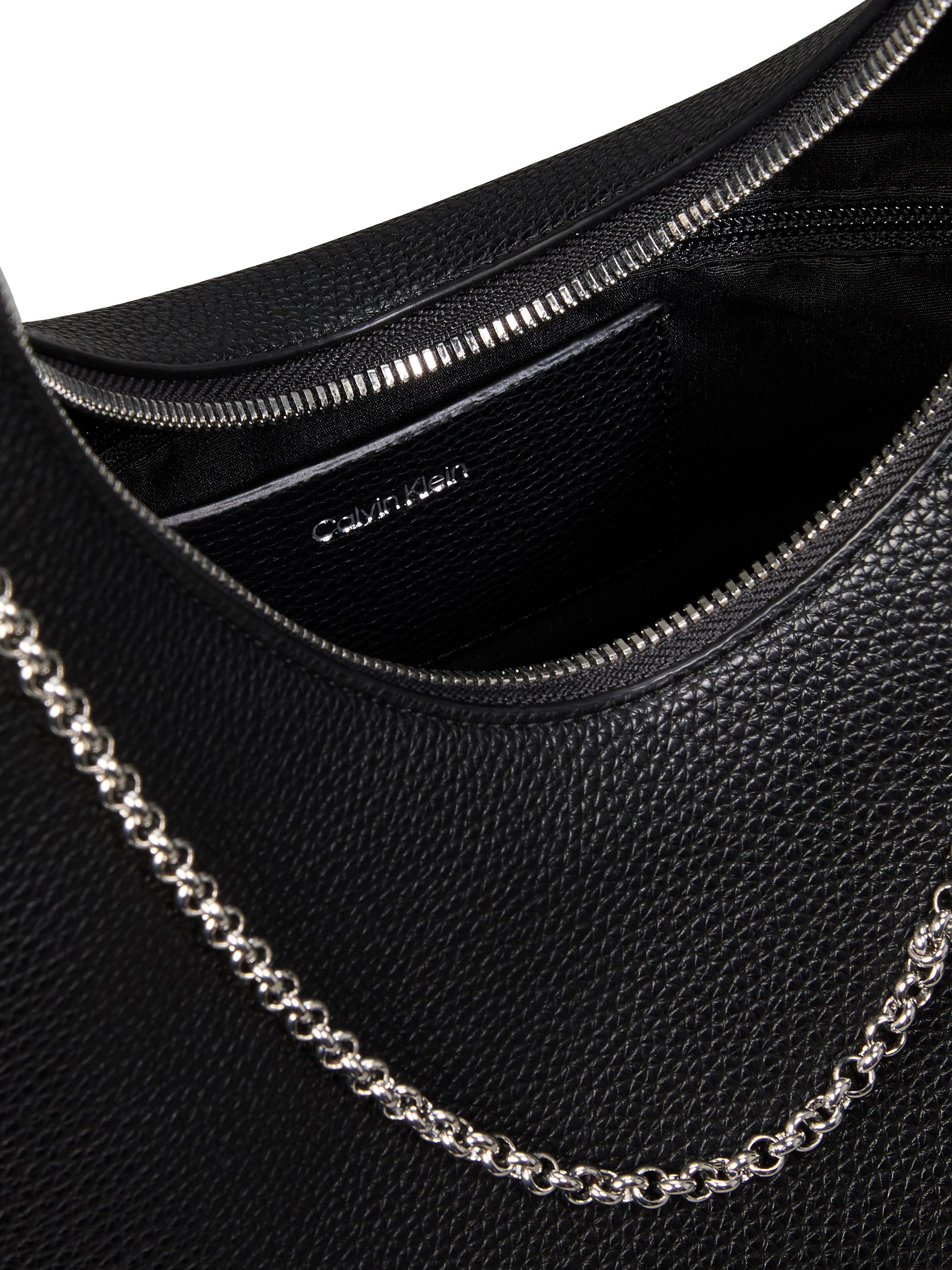 Calvin Klein Schultertasche EMBLEM HW PEBBLE SHOULDER BAG, Schultertasche, Umhängetasche, Hobo Bag mit Logoschriftzug