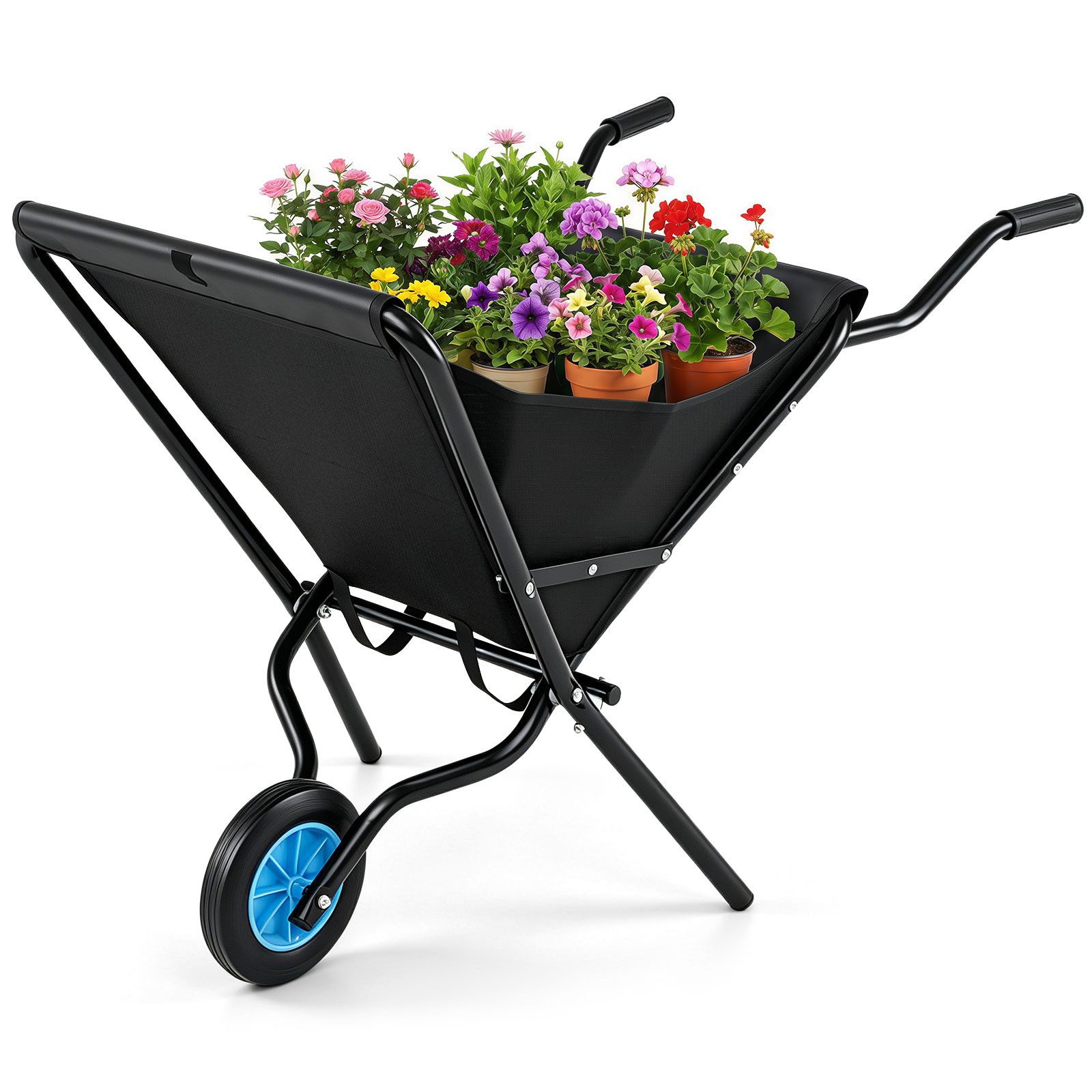 COSTWAY Schubkarre Transportkarre mit Rad, faltbar, (1-tlg), platzsparender Gartenwagen mit Griff