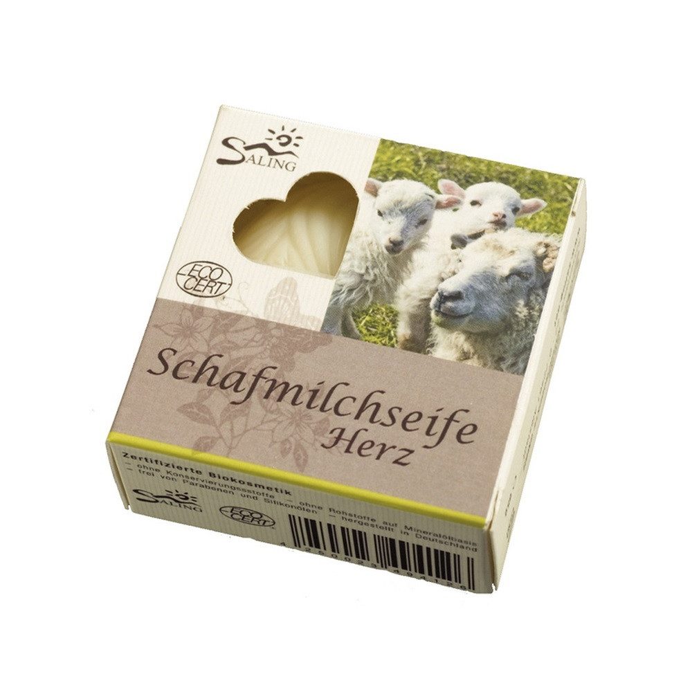 Saling Handseife Schafmilchseife - Herz weiß Faltschachtel 65g