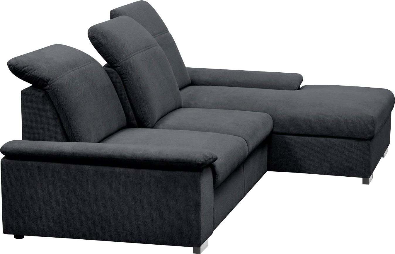 Ecksofa INTERIORS 2, Bettkasten, Moli Sitztiefenverstellung CALIZZA black Schlaffunktion, Kopfteilverstellung,