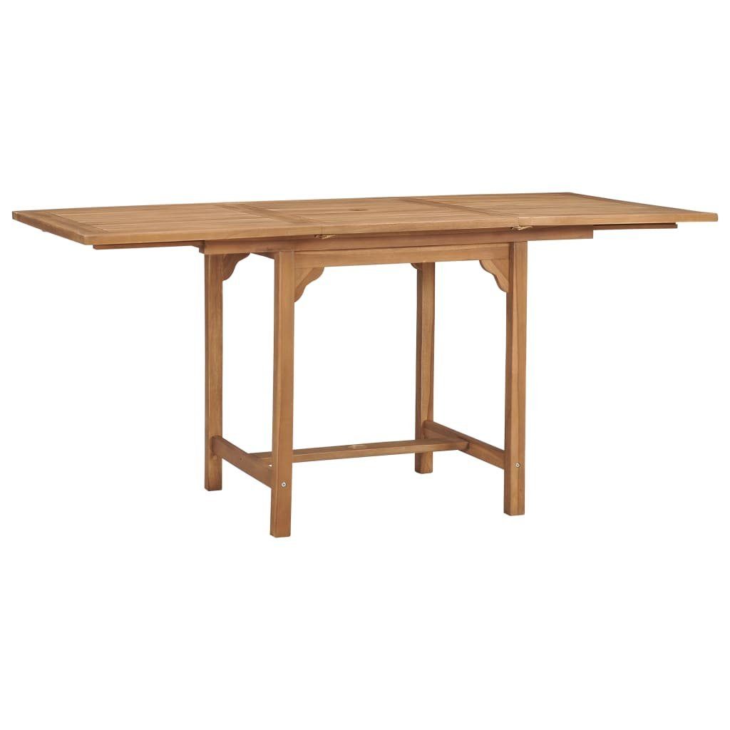 cm (1-St) vidaXL Ausziehbarer (110-160)×80×75 Massivholz Gartentisch Teak Gartentisch