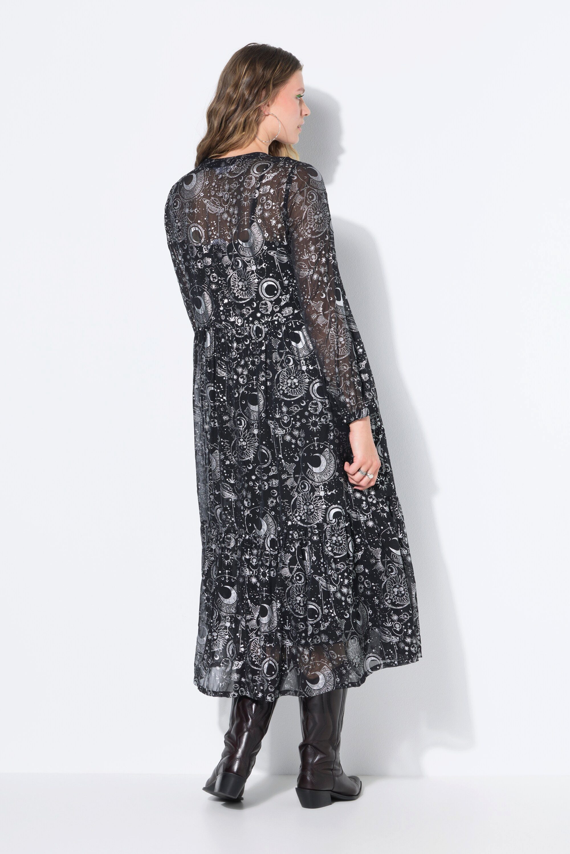 Studio Untold Jerseykleid Maxikleid doppellagig Astroprint