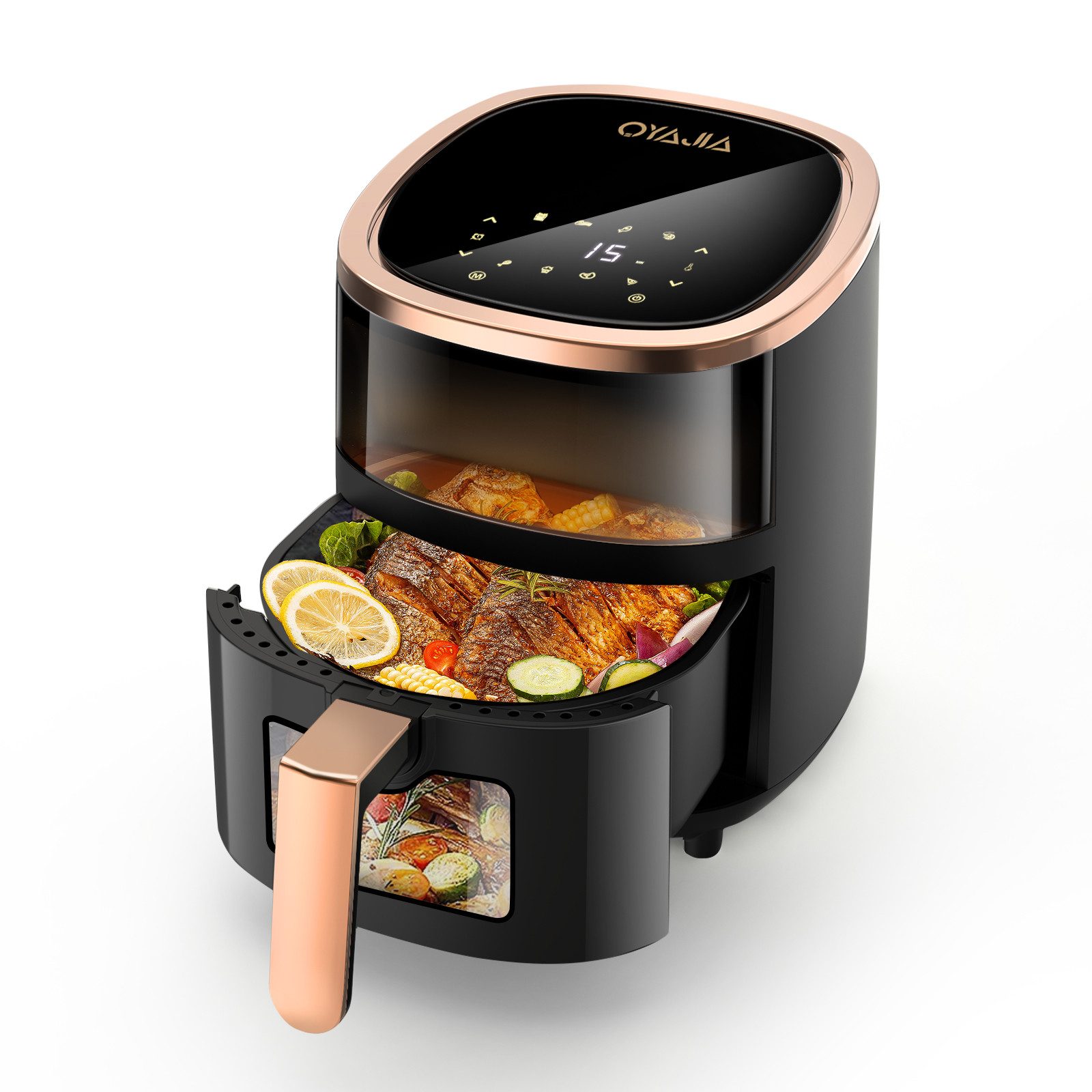 LETGOSPT Heißluftfritteuse Heißluftfritteuse 6L mit Sichtfenster Airfyer 1 kg Fassungsvermögen, 1800,00 W, bis 200°C, 8 Programme Heissluftfritteuse Easy Air Fryer Braten Rösten