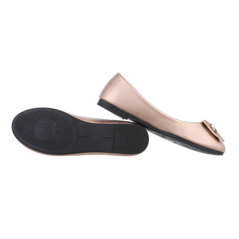Ital-Design Damen Freizeit Ballerina (85894201) Blockabsatz Klassische Ballerinas in Roségold