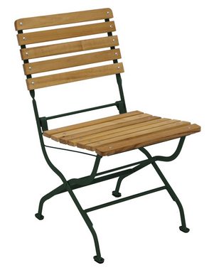 DEGAMO Garten-Essgruppe PASSAU, (5-tlg), (4x Stuhl, 1x Tisch 70x110cm), Gestell grün + Robinie, klappbar