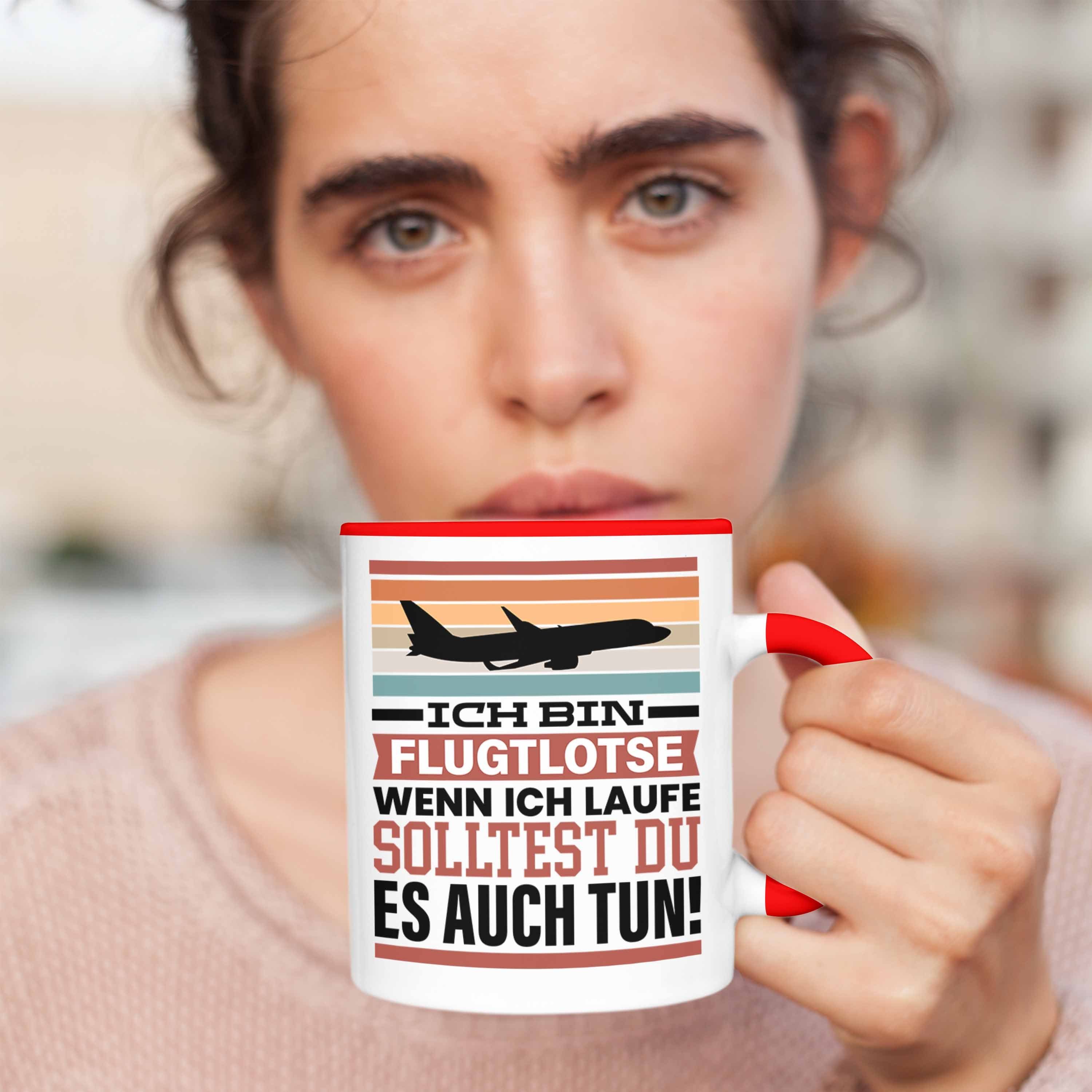 Trendation Tasse Fluglotse Rot Geschenkidee Wenn Tasse Ich Geschenk Flughafen Männer Spruch