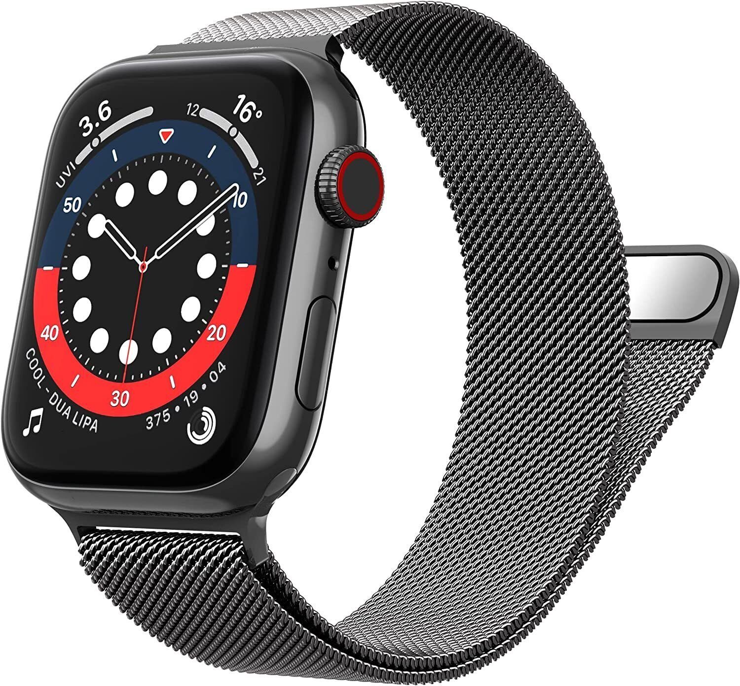 Widmann-Shop Smartwatch-Armband Apple Watch Armband Band Series Ultra 9 8 SE 7 6 5 4 3 2 38 - 49 mm, Schmutzabweisend, Atmungsaktiv Space Grau | Uhrenarmbänder
