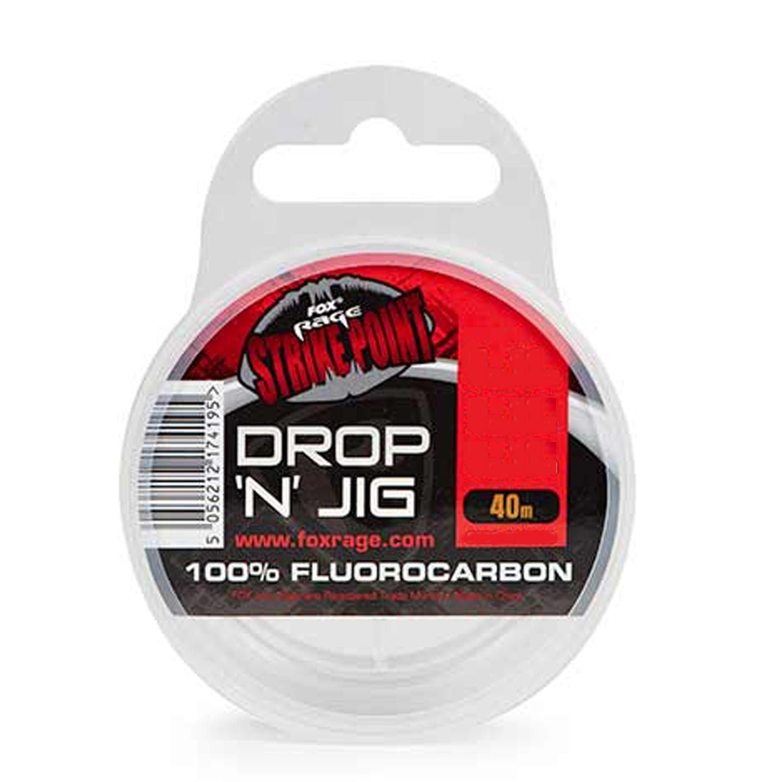 Fox Angelschnur, 40 m Länge, Fox Strike Point Drop N Jig Fluro 0,18mm 5.67lb Fluorocarbon-Schnur