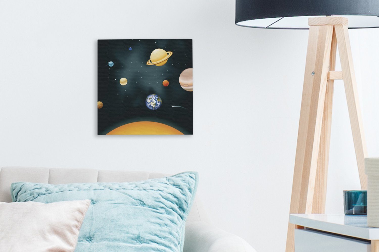 OneMillionCanvasses® Leinwandbild Eine Illustration Sonnensystems St), für des (1 unserem Schlafzimmer Bilder Planeten, Wohnzimmer mit Leinwand