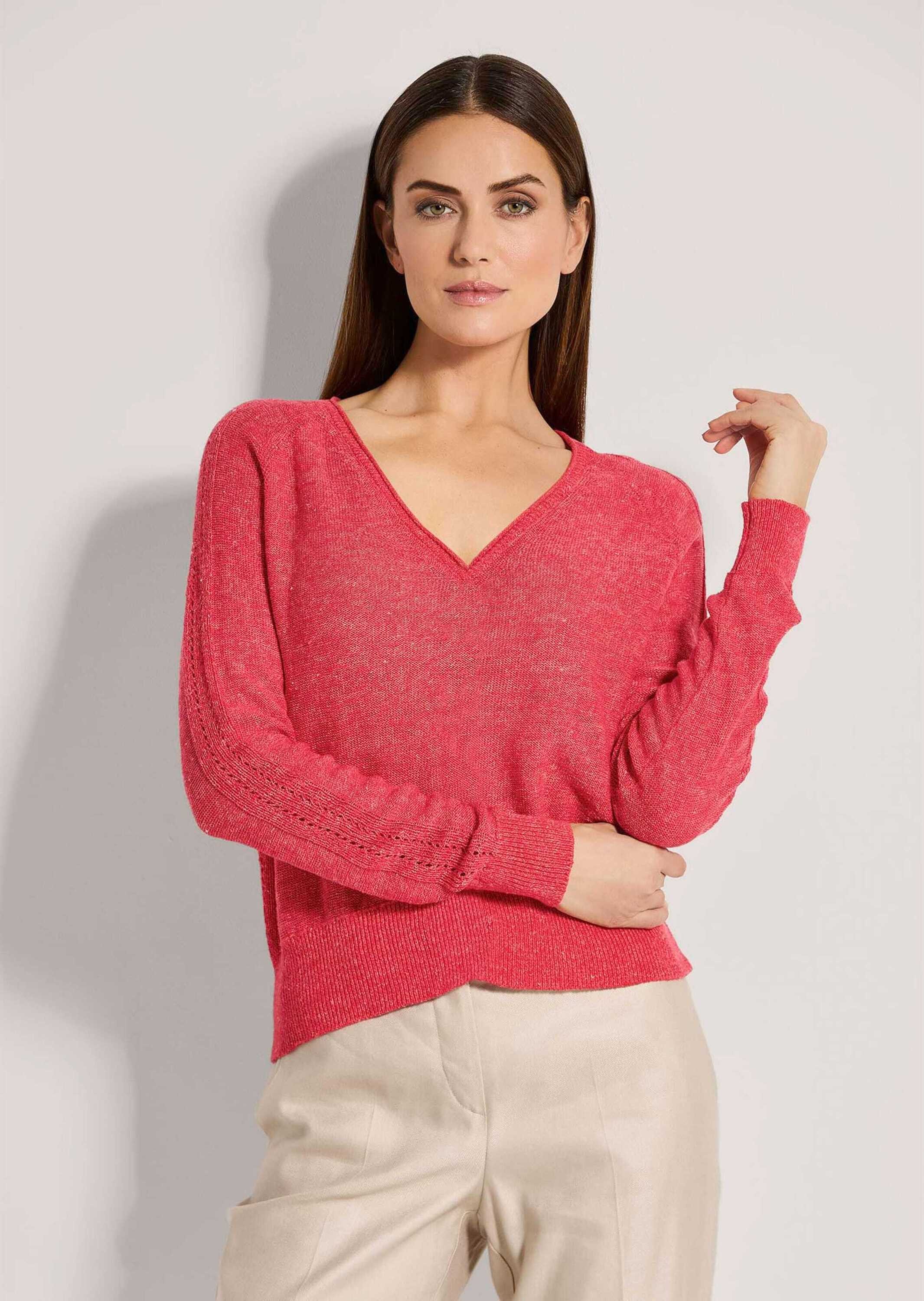 MADELEINE Strickpullover V-Pullover mit Pointelle-Muster günstig online kaufen