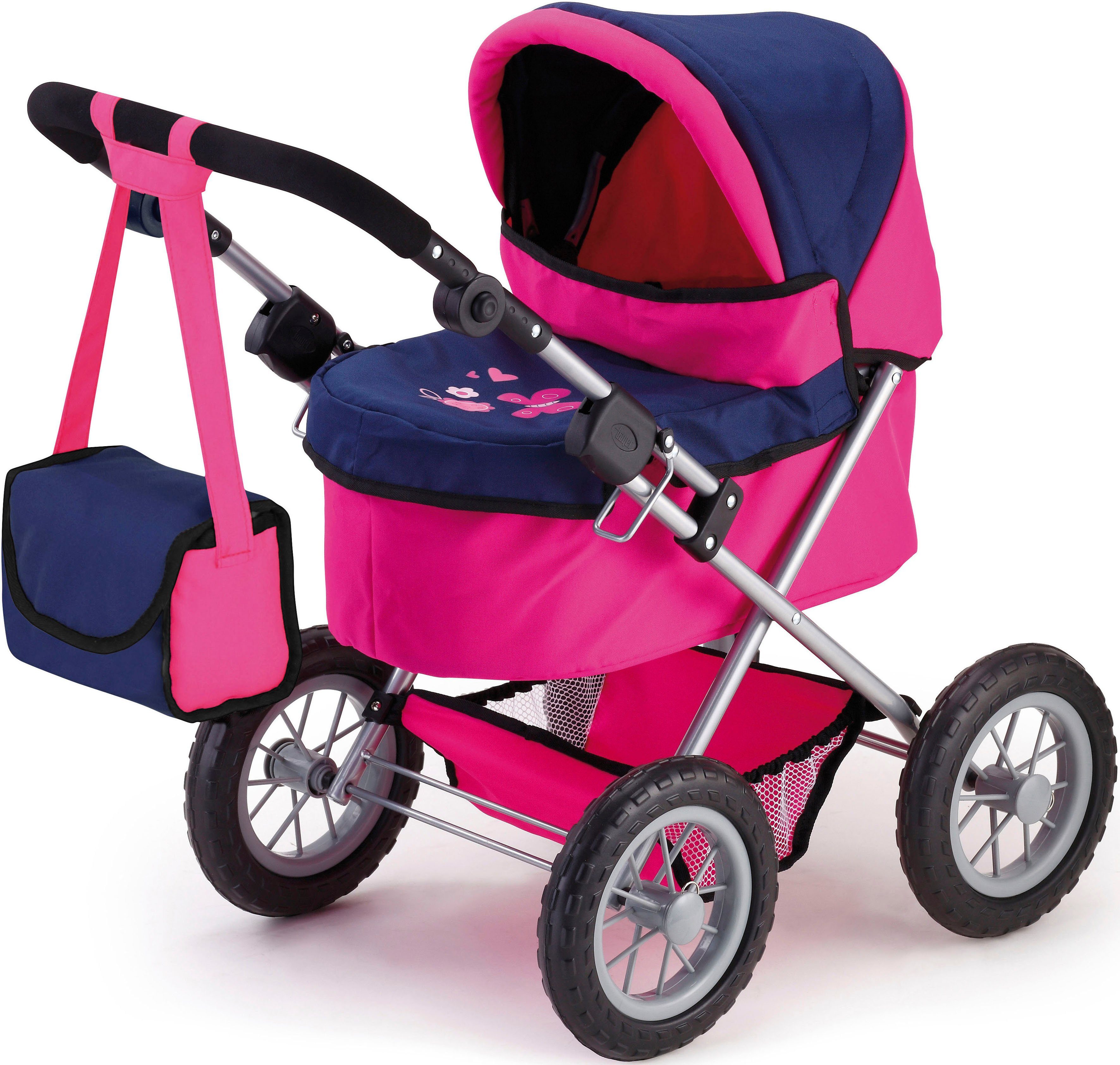 Bayer Puppenwagen Trendy, pink/blau, inkl. Wickeltasche günstig online kaufen