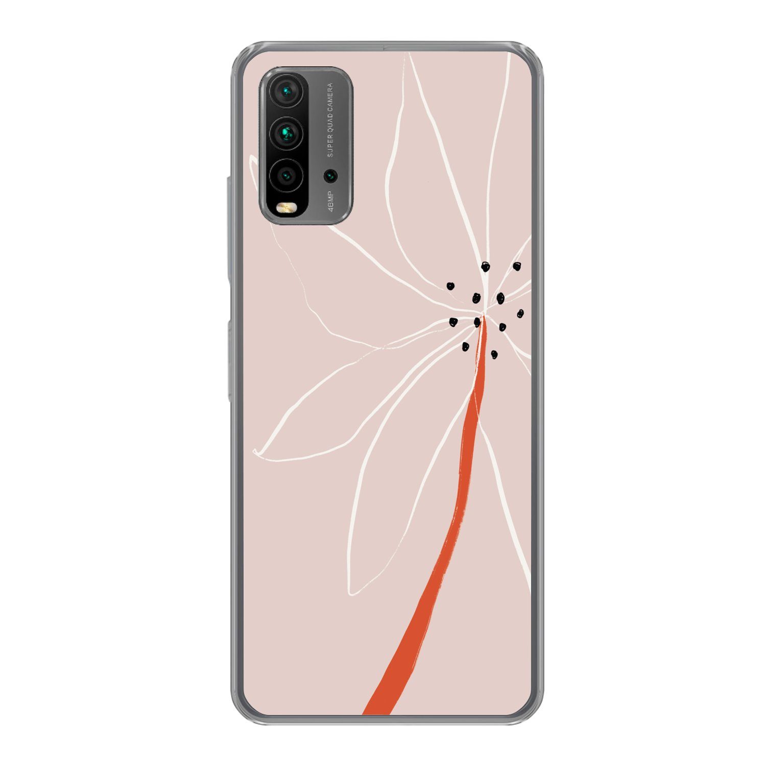 MuchoWow Handyhülle für Xiaomi Redmi 9T Blumen - Abstrakt - Pastell, Phone Case, Silikon, Schutzhülle Dünn