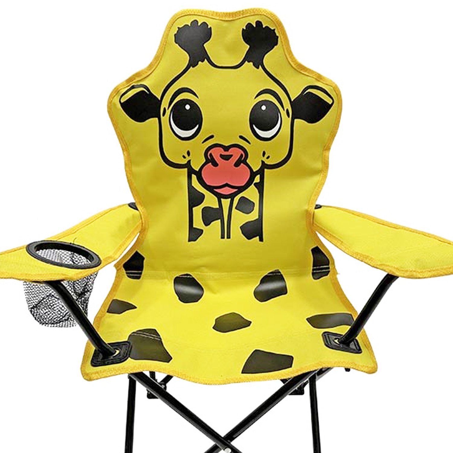 Mojawo Klappstuhl Kinder Anglersessel Gelb mit Getränkehalter und Tasche Motiv Giraffe – Bild 4 von 5