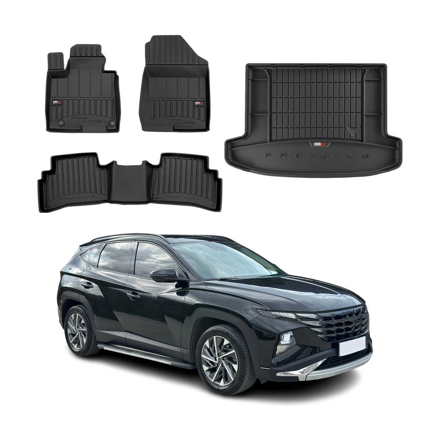 OMAC Auto-Fußmatten Kofferraumwanne Set für Hyundai Tucson 2020-2025 Gummi TPE 5x (5 St), für Hyundai Tucson 2020-2025 Hyundai Tucson 2020-2025, Einfache Installation,Antirutsch,Leicht zu reinigen