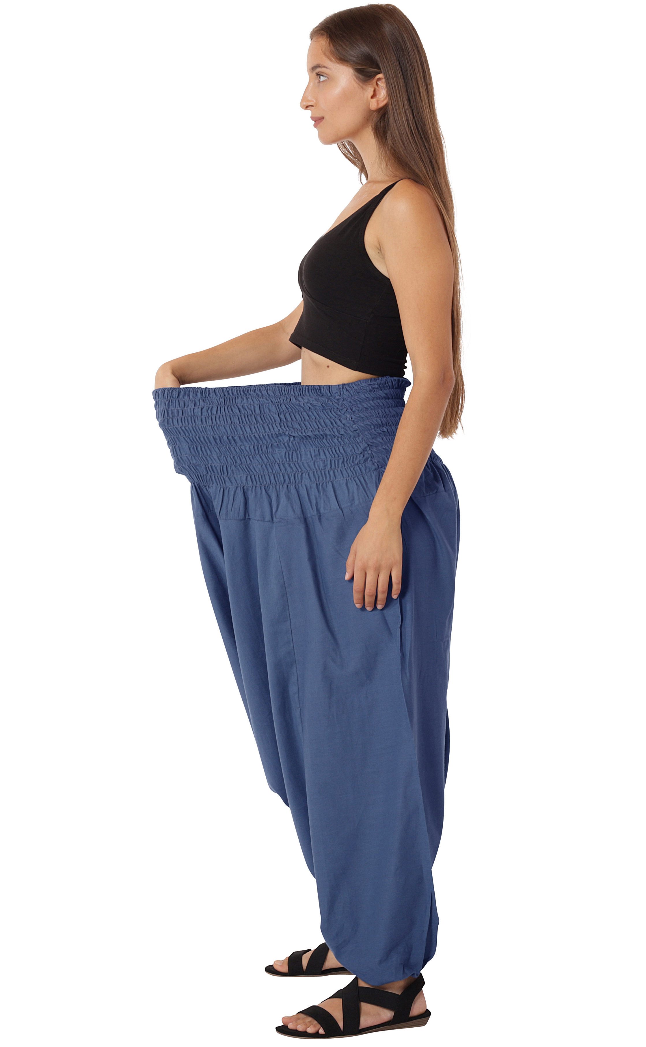 Leucht-Welten Haremshose Extragroße Haremshose XXL Aladinhose für Damen und Herren Blau Pumphose aus Baumwolle – Bild 3 von 4