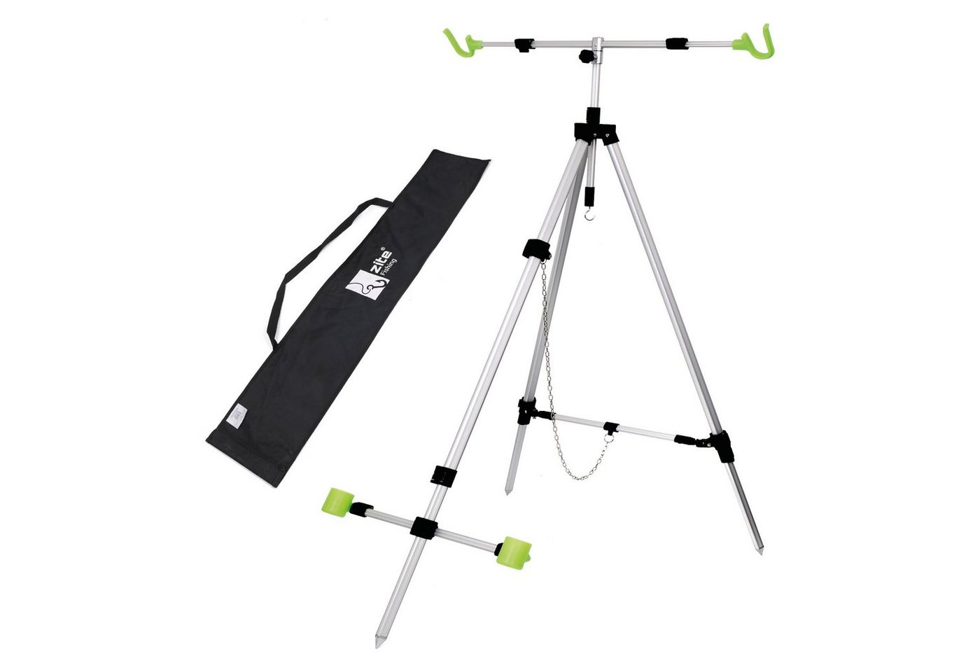 Zite Rutenhalter Brandungsdreibein Teleskopisch Aluminium Tripod mit Tasche für 2 Ruten