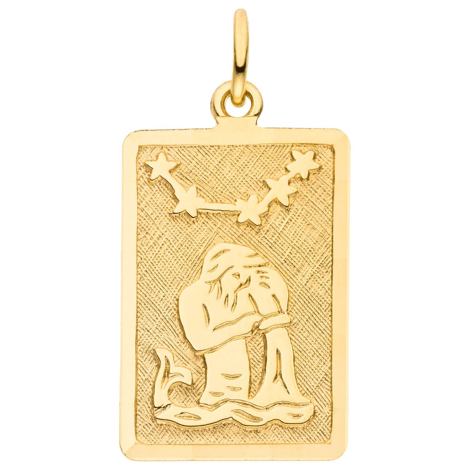 Kettenanhänger Anhänger Wassermann 333 Gold Gelbgold matt rechteckig