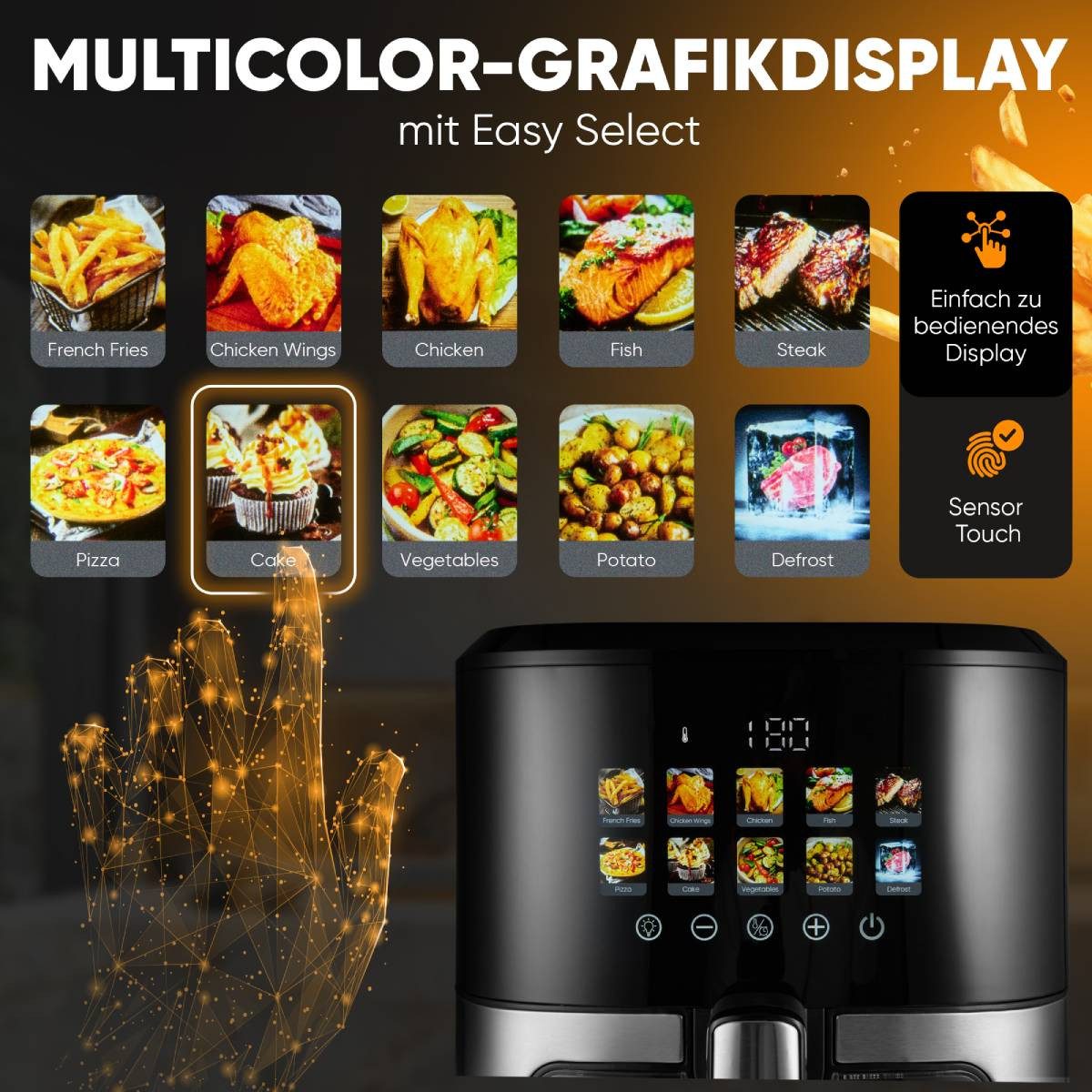 ProfiCook Heißluftfritteuse PC-FR 1286 H, Heißluftfritteuse 6,5L, ohne Öl oder Fett