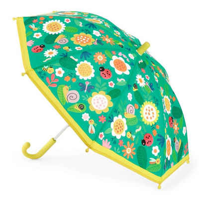 DJECO Stockregenschirm grüner Regenschirm Kleine Tiere für Kinder ab 3 Jahre