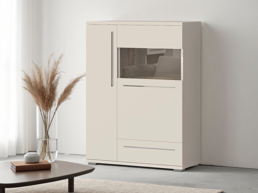 Places of Style Highboard Piano Vitrine (H/B/T): 123/90/40,2cm), UV lackiert, Soft-Close Funktion
