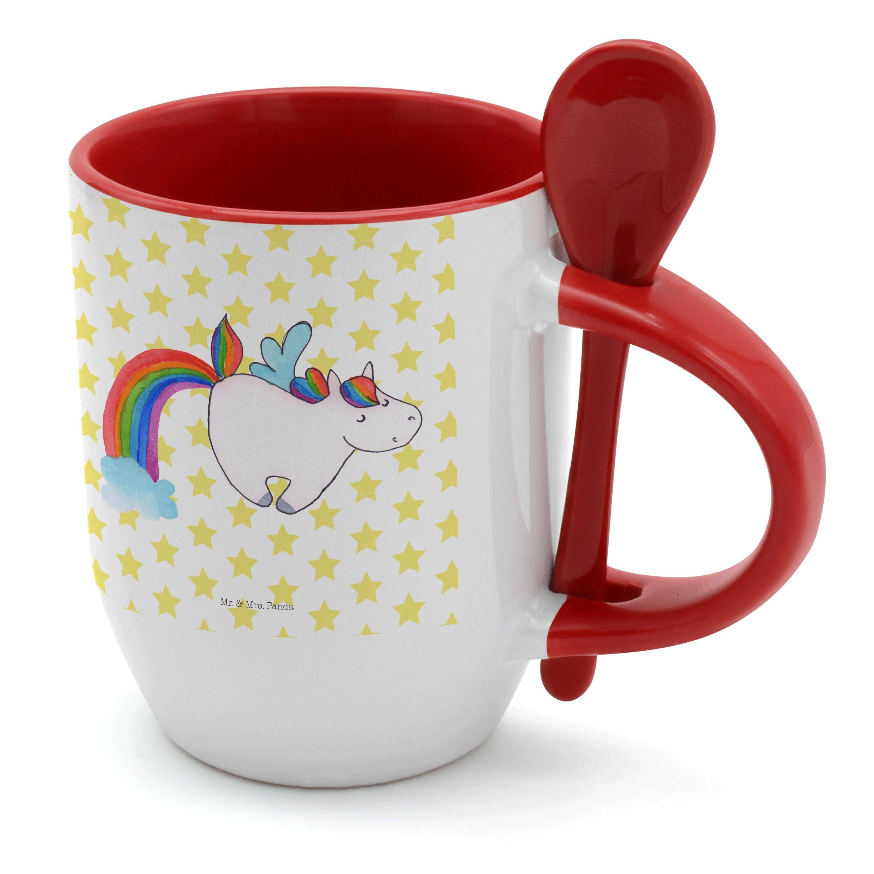 Mr. & Mrs. Panda Tasse Einhorn Pegasus - Weiß - Geschenk, Tasse mit Spruch, Kaffeebecher, Ei, Keramik