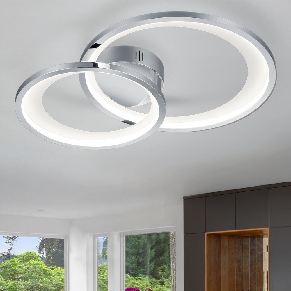 LED Design Decken Leuchte Strahler silber Lampe rund Wohn Ess Zimmer Beleuchtung 