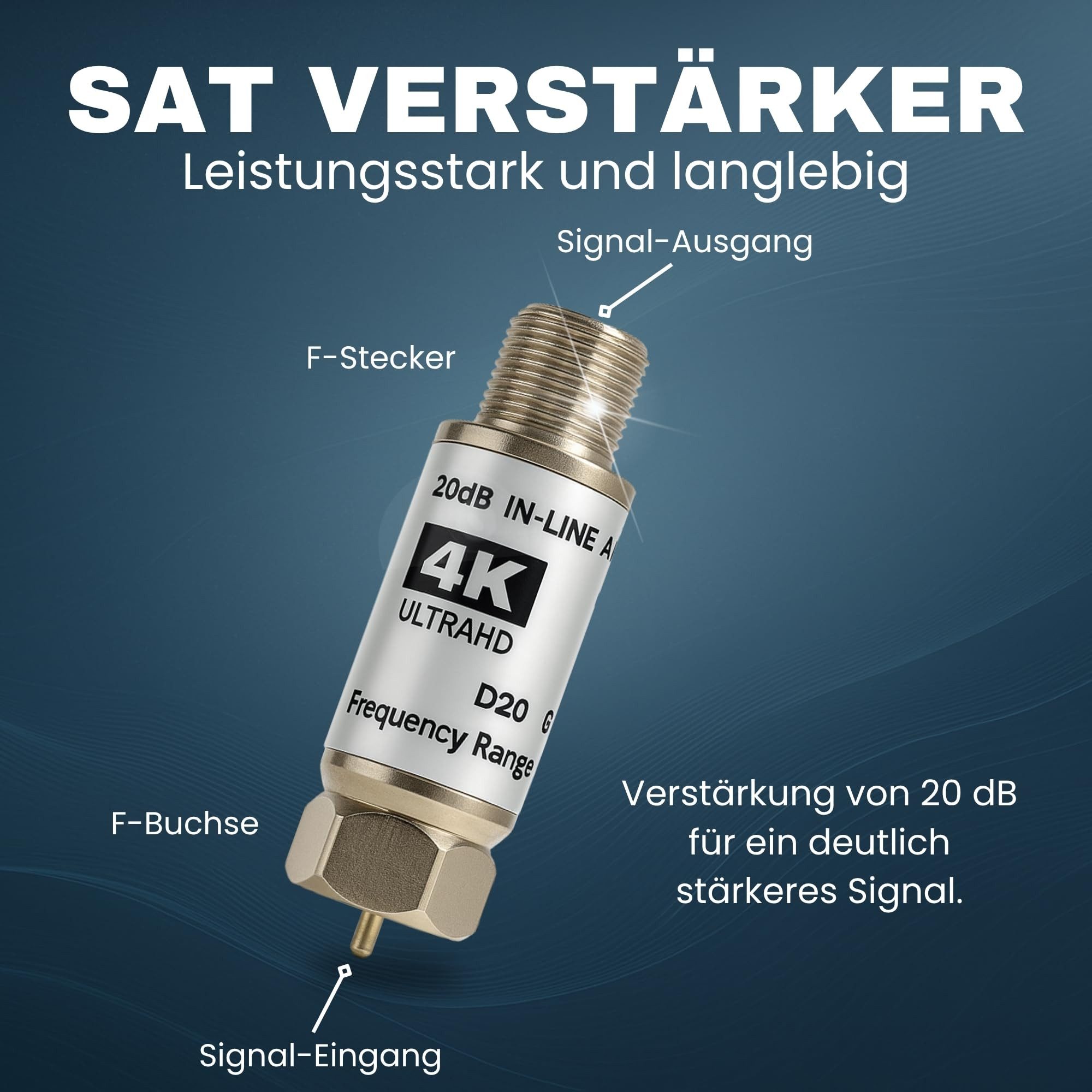 TronicXL Mini Sat Verstärker Inline 20dB Verstärkung TV Fernsehen Satellit Leistungsverstärker (Anzahl Kanäle: 1, satellitenschüssel lnb Signalverstärker) – Bild 2 von 5