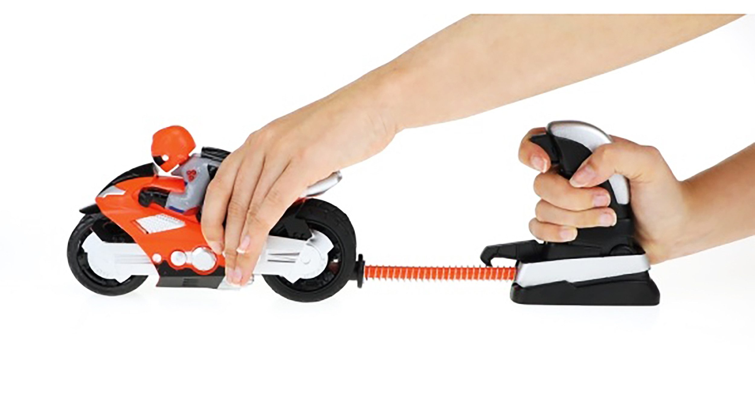 Toi-Toys Spielzeug-Motorrad SPIELZEUGMOTORRAD mit Fahrer und Abschuss bis zu 10 Meter 50 (Orange), Turbo Racers Shooter Spielzeug Motorrad Rennmotorrad