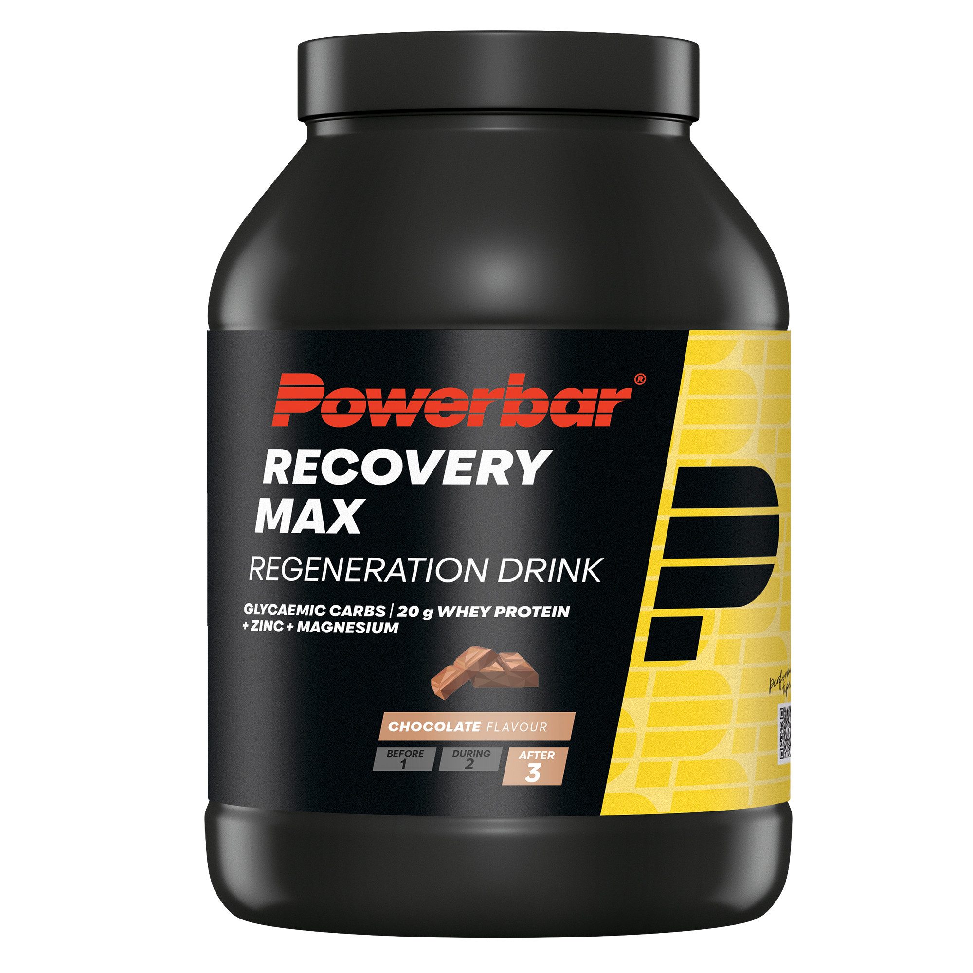 PowerBar Recovery Max Chocolate 1144 g Regenerations Whey Drink Pulver Pulver, 1 er Dose à 1 St., 1144 g, 10 g Premium Molkenprotein (Whey Protein) pro Portion