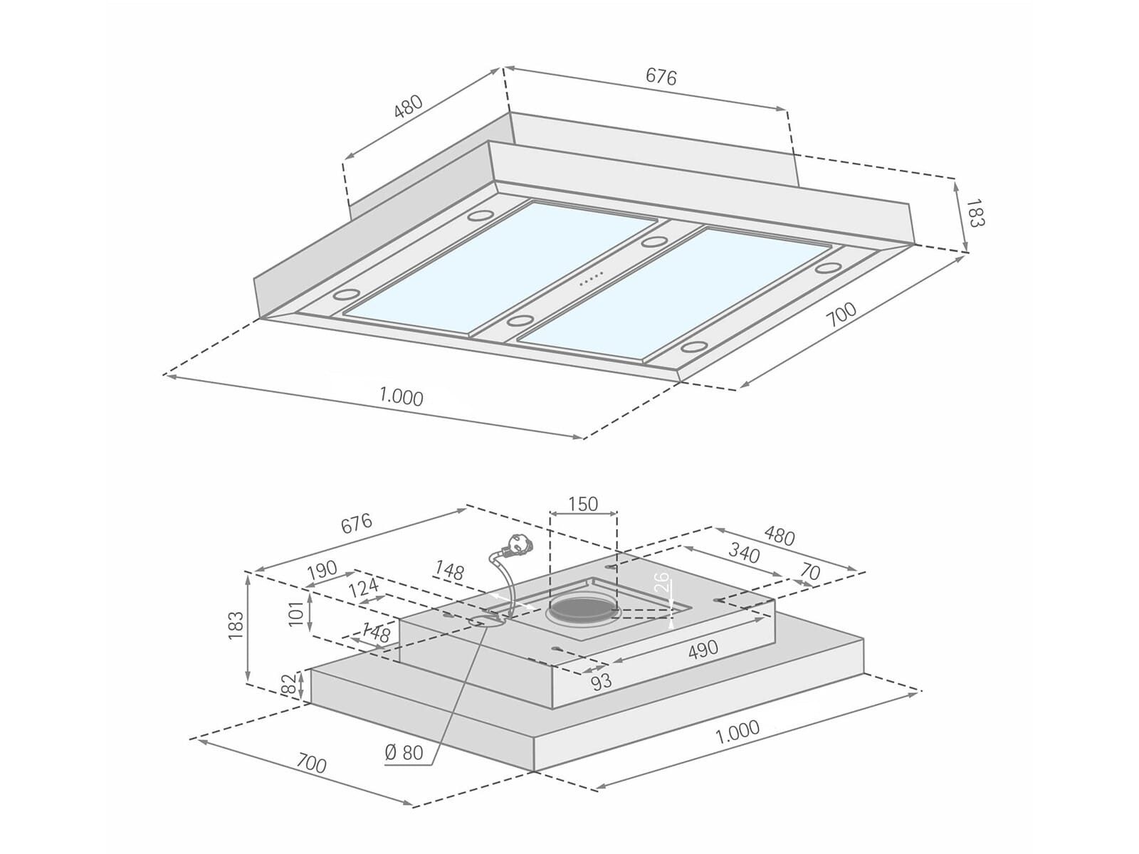 Silverline Deckenhaube, 100 cm
