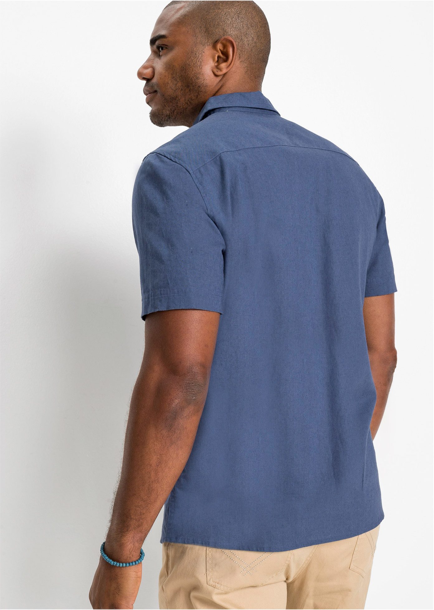 bonprix Kurzarmhemd Regular Fit, aus Leinen-Baumwoll-Mix, mit kurzem Arm, Kentkragen