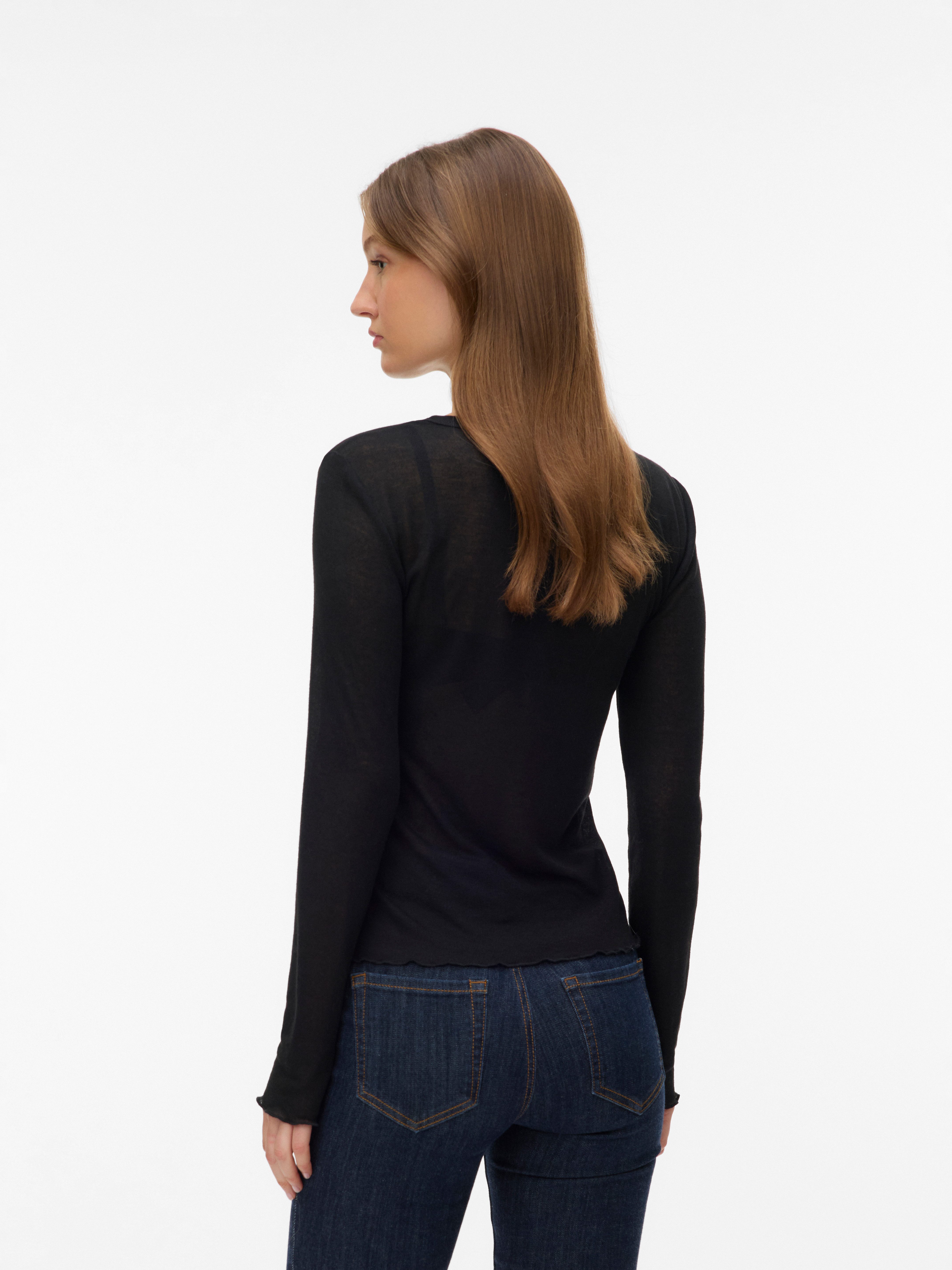 Vero Moda Langarmshirt VMARIEL LS TOP JRS NOOS Materialmix, gewellter Saum günstig online kaufen