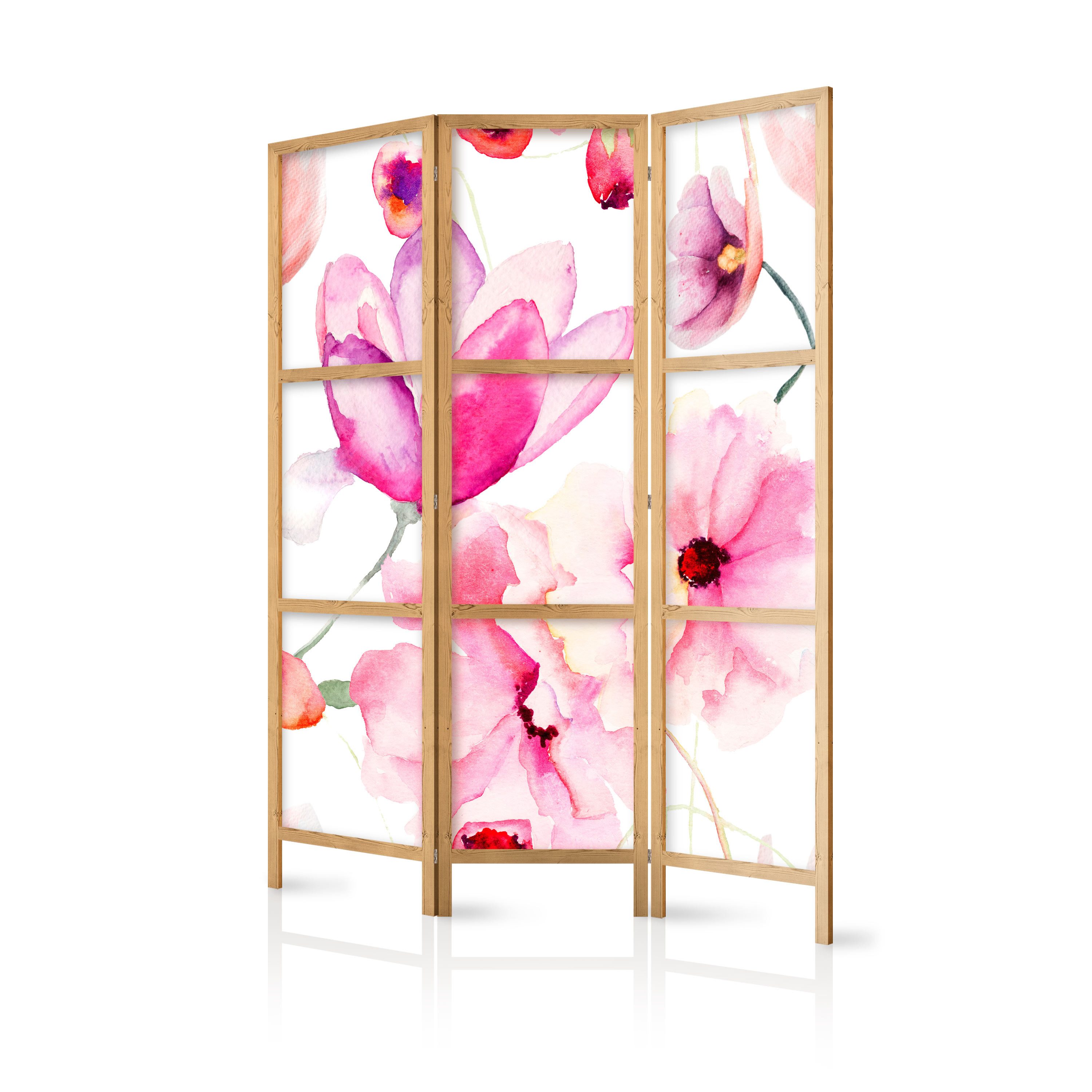 Muralo Paravent 3-teilig Japanischer Paravent klappbar Wiesenblumen (Packung, 1 St., 135x172 cm), Für das Wohnzimmer, das Schlafzimmer