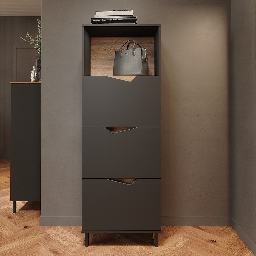 Vicco Kommode Marelle, Anthrazit/Artisan, 60 x 169.5 cm mit 4 Fächern (1 St)