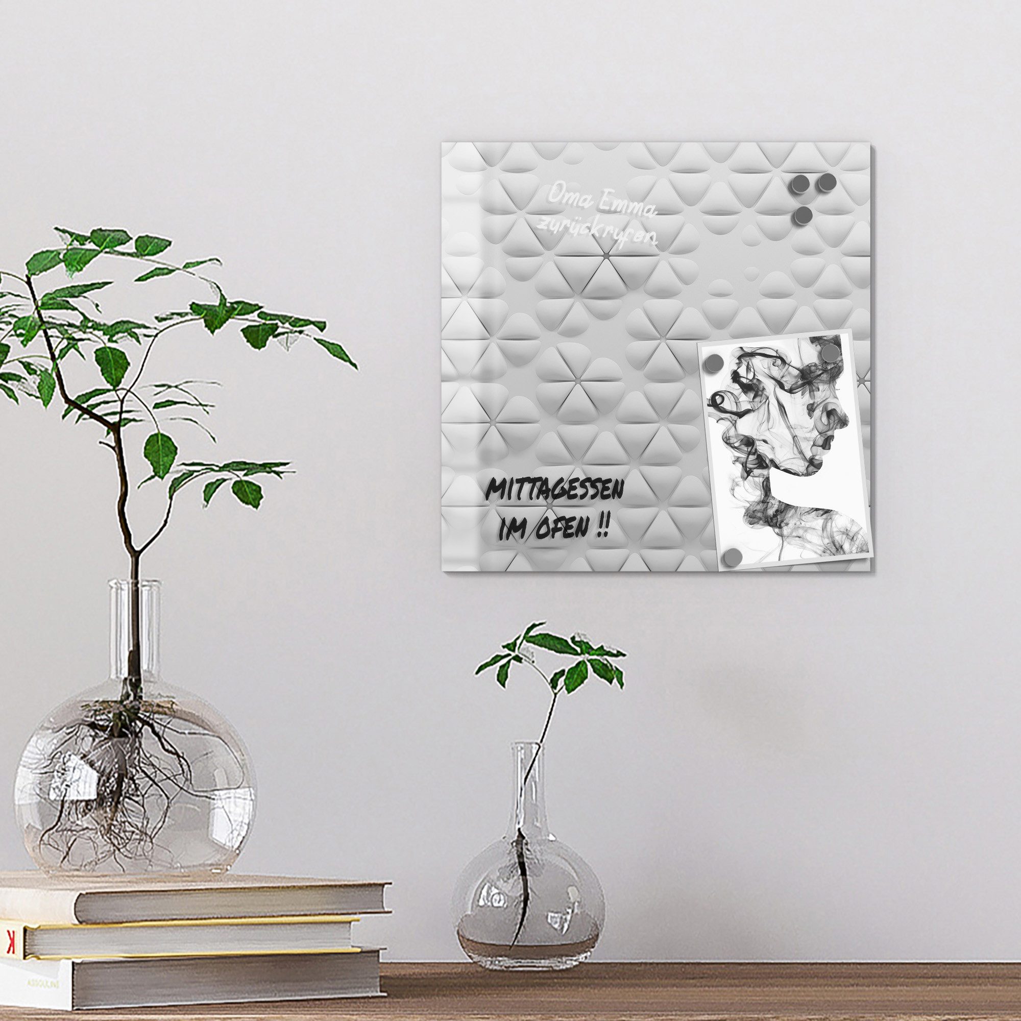 DEQORI Magnettafel 'Geometrische Harmonie', Whiteboard Pinnwand beschreibbar