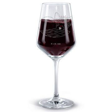 Mr. & Mrs. Panda Rotweinglas Wüstenfuchs Blumen - Transparent - Geschenk, Rotweinglas, Afrika, Rot, Premium Glas, Feine Lasergravur