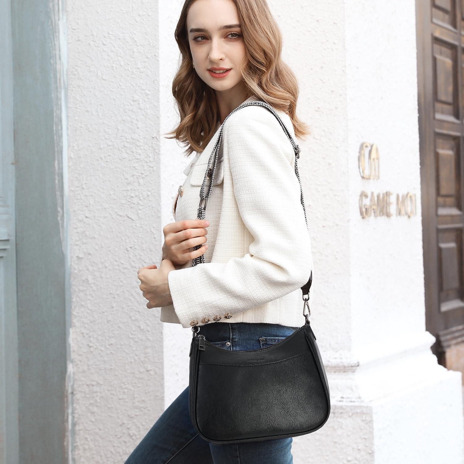 LuxusKollektion Umhängetasche Kleine schwarze Crossbody-Umhängetasche mit breitem Gurt