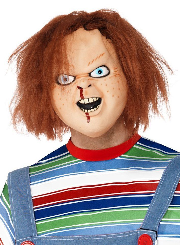 Smiffys Verkleidungsmaske Chucky die Mörderpuppe Halloween Maske, Lizenzierte Originalmaske zum Film 'Chucky 2 – Die Mörderpuppe ist