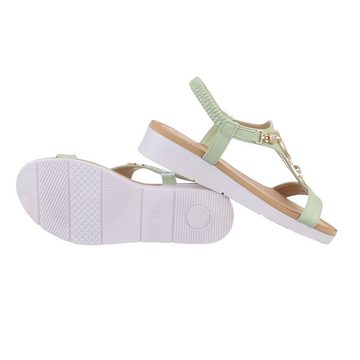 Ital-Design Damen Freizeit Riemchensandalette (86016793) Keilabsatz/Wedge Keilsandaletten in Hellgrün