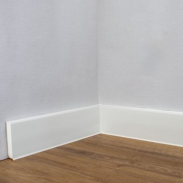 PROVISTON Sockelleiste Kunststoff PVC, 17 x 80 x 2500 mm, Weiß, Fußleiste