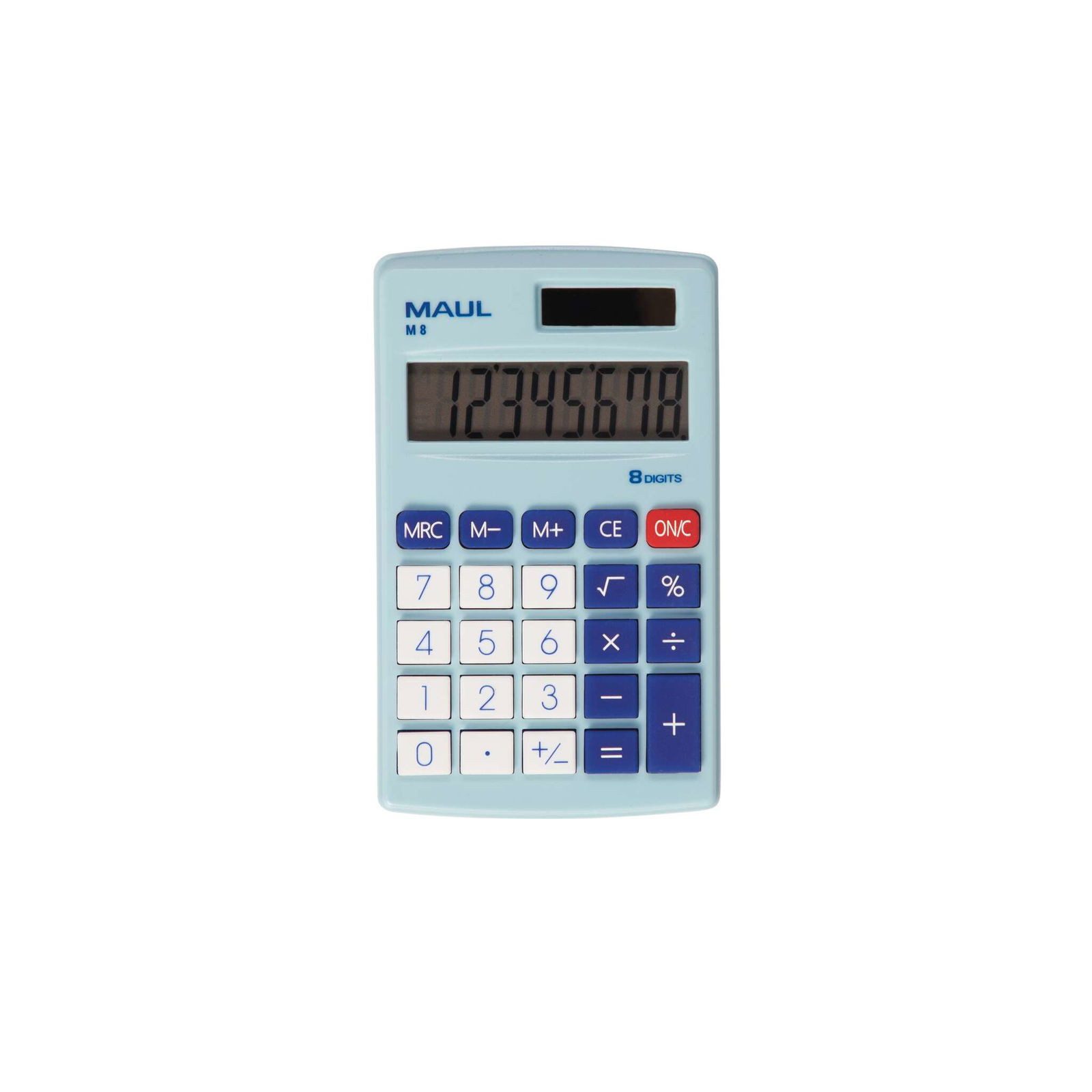 MAUL Taschenrechner MAUL Taschenrechner M 8 Solar Batterie 1-zeilig, 8 Ziffern hellblau