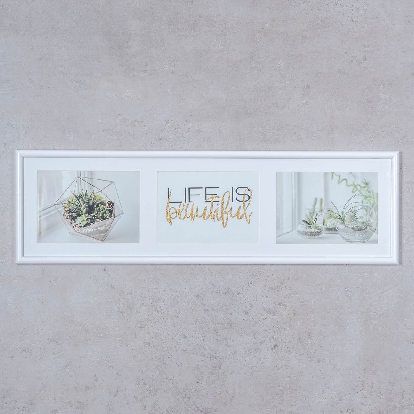 Levandeo® Bilderrahmen Collage, Galerierahmen 3 Fotos 13x18 Passepartout Weiß Bilderrahmen