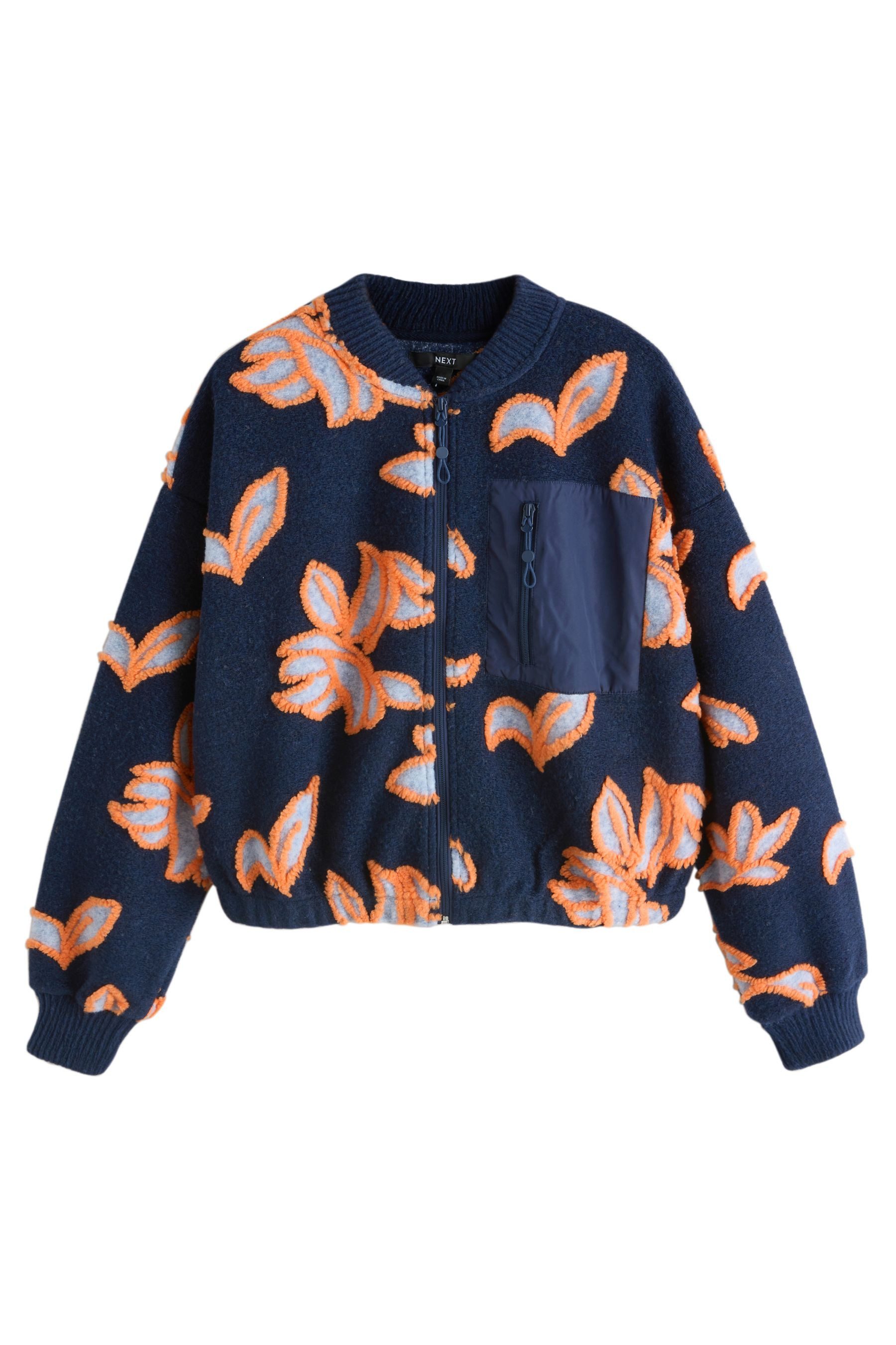 Next Fleecejacke Rocket Bomberjacke mit Tasche, Borg + Webmaterial (1-St)